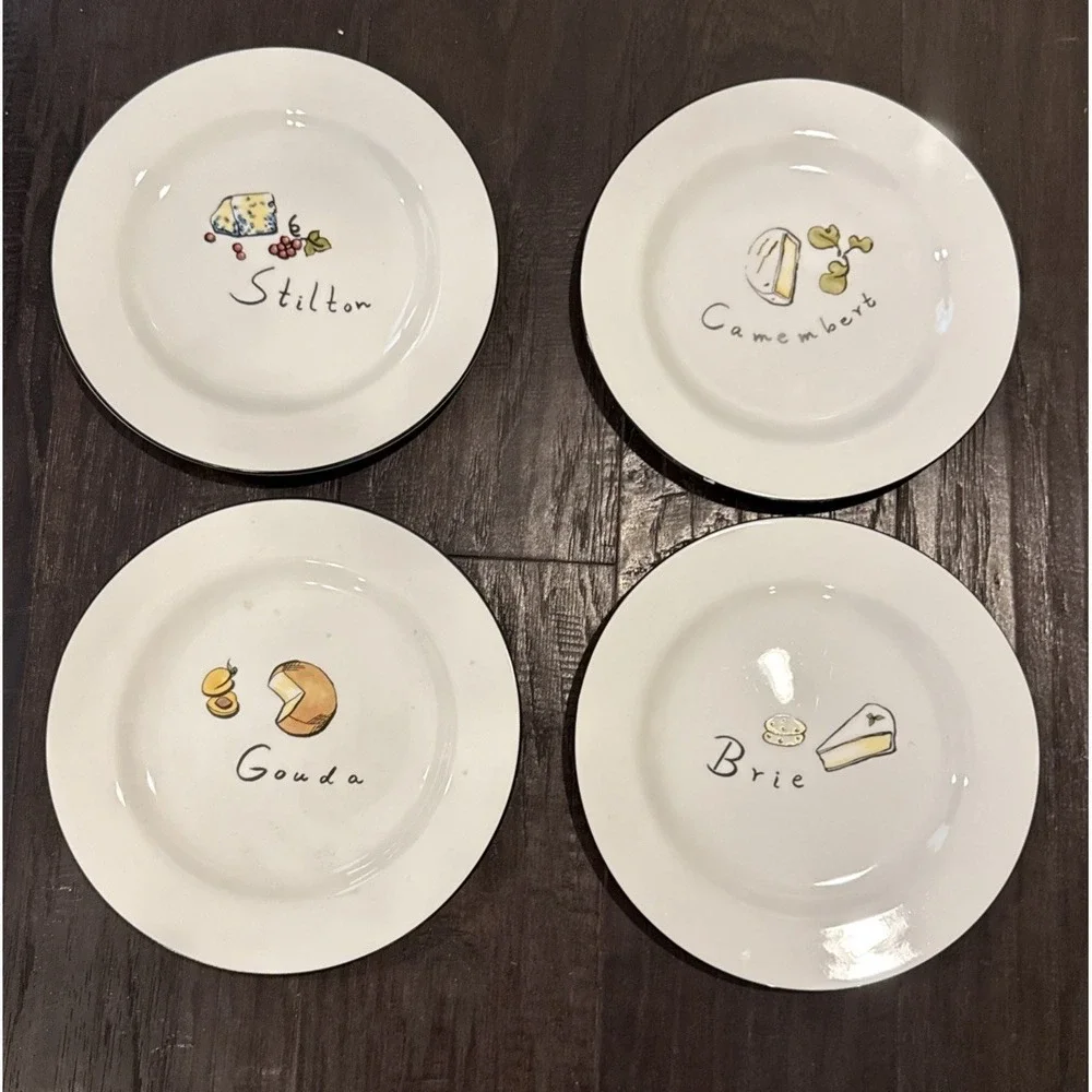 Pottery Barn‎ Cocktail Salad Plates Plate Cheese 7.5 Inch Set of 4 READ